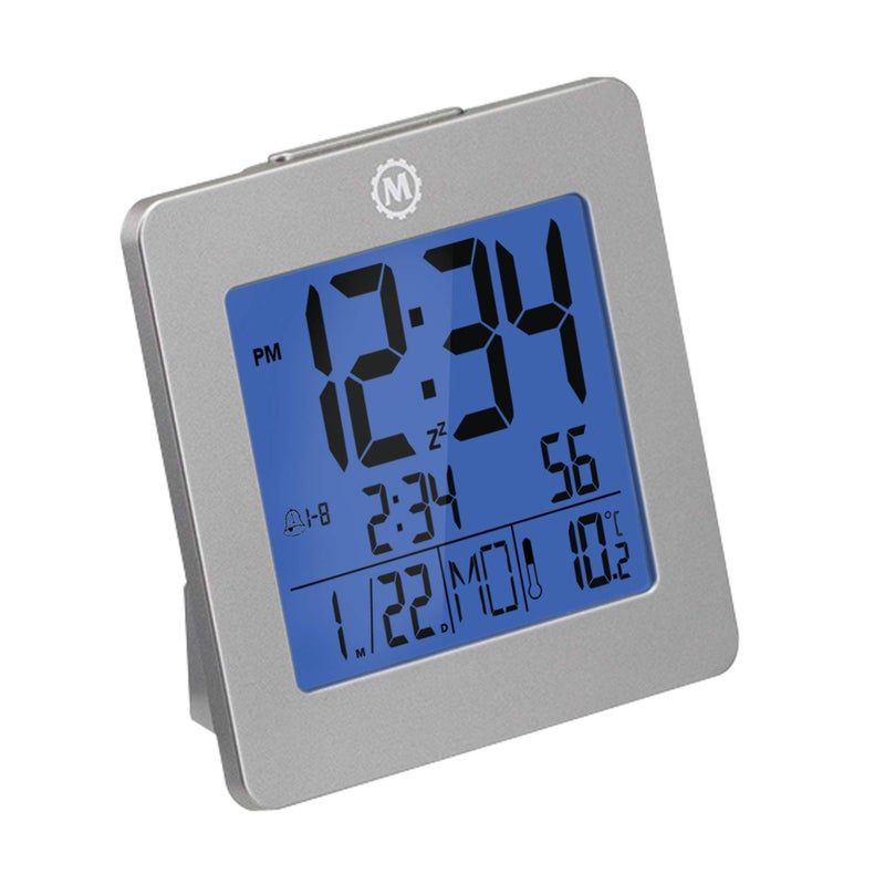 MARATHON Digital Desktop Clock, Graphite Gray - Easy-to-Read 3.5â€ Display with Temperature & Date - Includes Alarm with Snooze & Backlight - Image 3